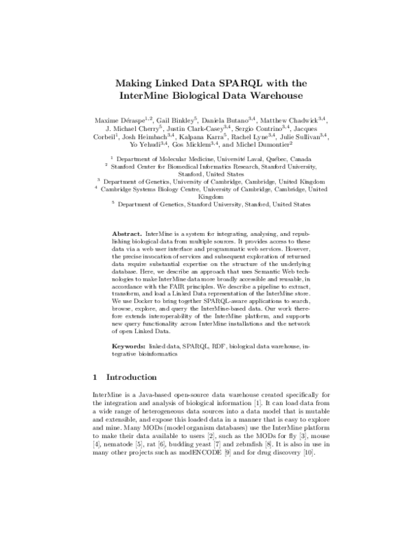 (PDF) Making Linked Data SPARQL with the InterMine Biological Data ...