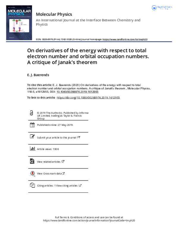 (PDF) On derivatives of the energy with respect to total electron ...