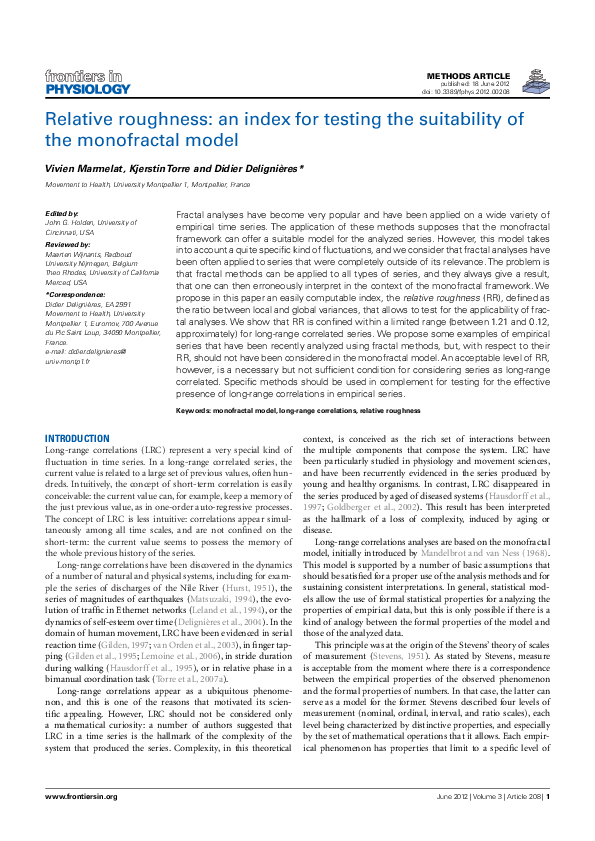 (PDF) Relative Roughness: An Index for Testing the Suitability of the ...