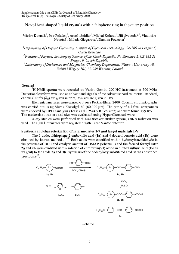 (PDF) Novel bent-shaped liquid crystals with a thiophene ring in the ...