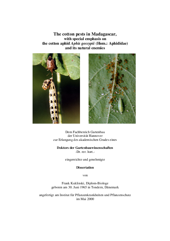 (PDF) The cotton pests in Madagascar, with special emphasis on the ...