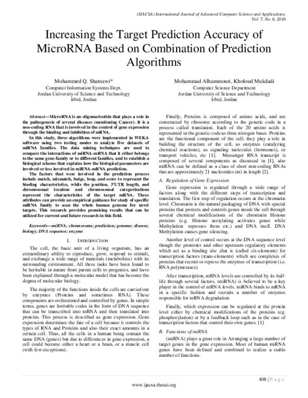 (PDF) Increasing the Target Prediction Accuracy of MicroRNA Based on ...