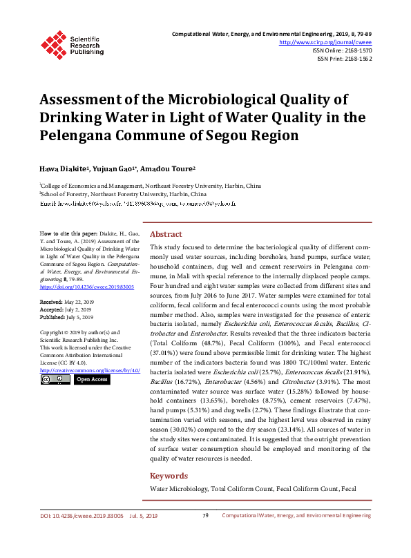 (PDF) Assessment of the Microbiological Quality of Drinking Water in ...