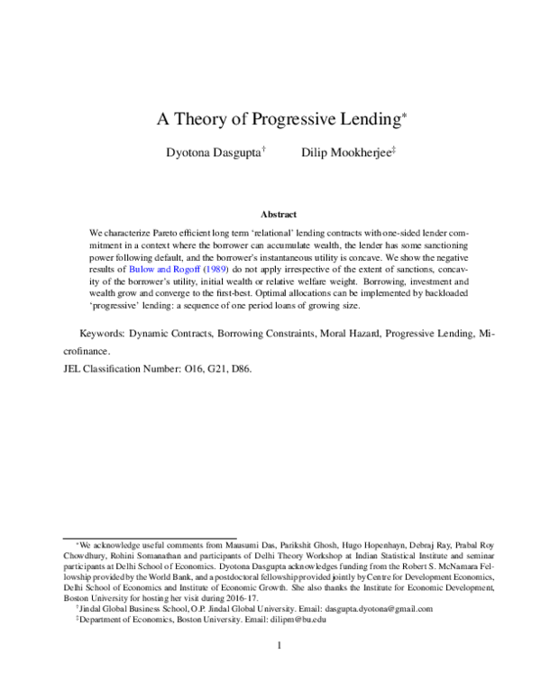 (PDF) A theory of progressive lending