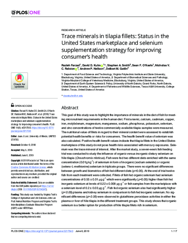 (PDF) Trace minerals in tilapia fillets: Status in the United States ...