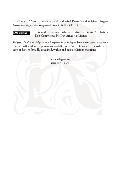 (PDF) Dharma, the Sacred, and Durkheim’s Definition of Religion