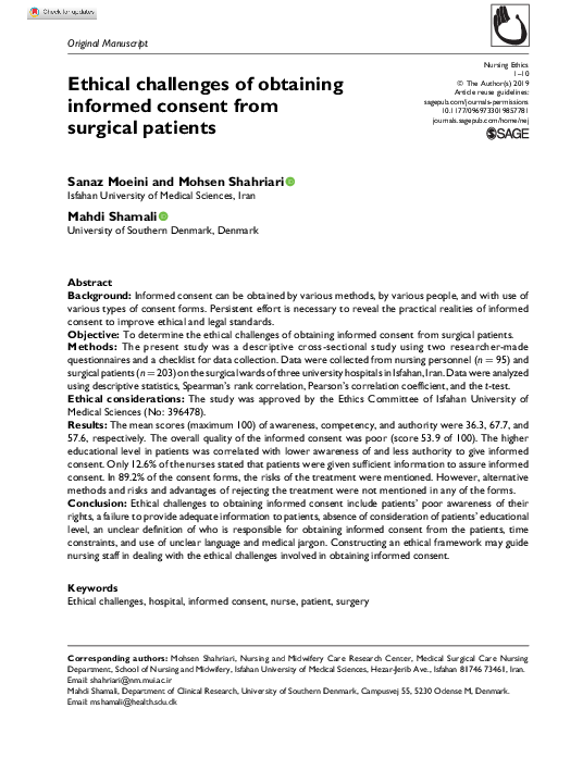 (PDF) Ethical challenges of obtaining informed consent from surgical ...