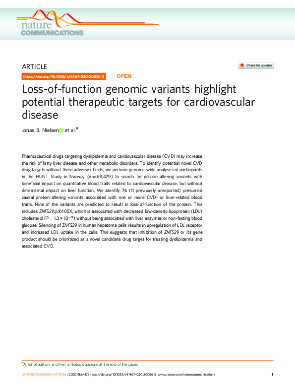 (PDF) Loss-of-function genomic variants highlight potential therapeutic ...