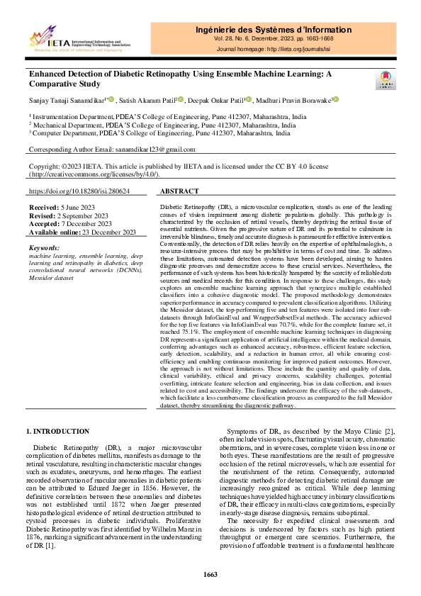 (PDF) Enhanced Detection of Diabetic Retinopathy Using Ensemble Machine ...