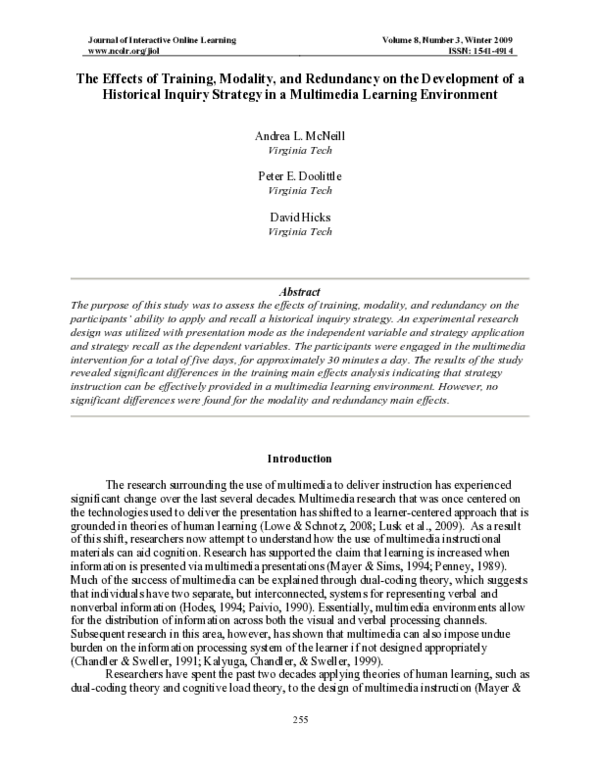 (PDF) The effects of training, modality, and redundancy on the ...