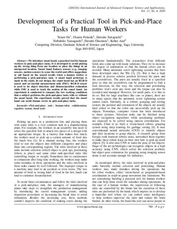 (PDF) Development of a Practical Tool in Pick-and-Place Tasks for Human ...