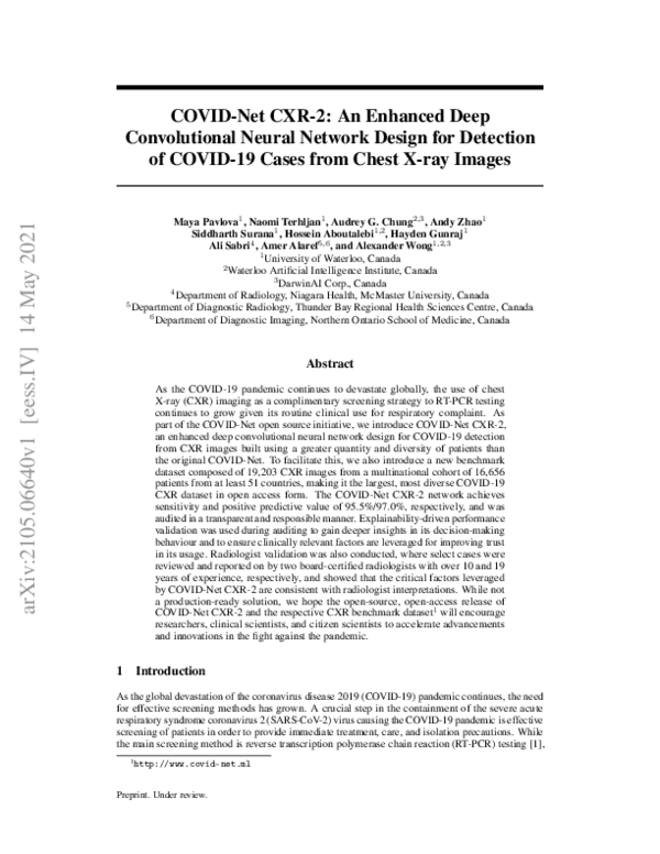 (PDF) COVID-Net CXR-2: An Enhanced Deep Convolutional Neural Network ...