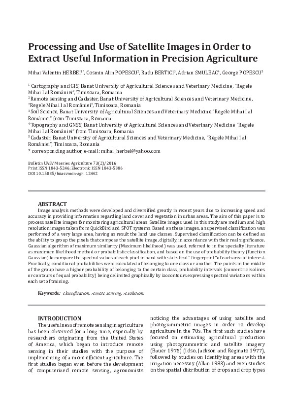 (PDF) Processing and Use of Satellite Images in Order to Extract Useful ...