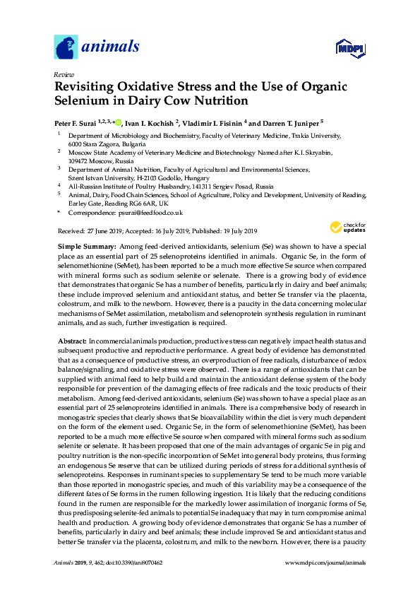 (PDF) Revisiting Oxidative Stress and the Use of Organic Selenium in ...