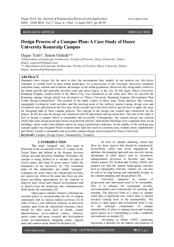 (PDF) Design Process of a Campus Plan: A Case Study of Duzce University ...