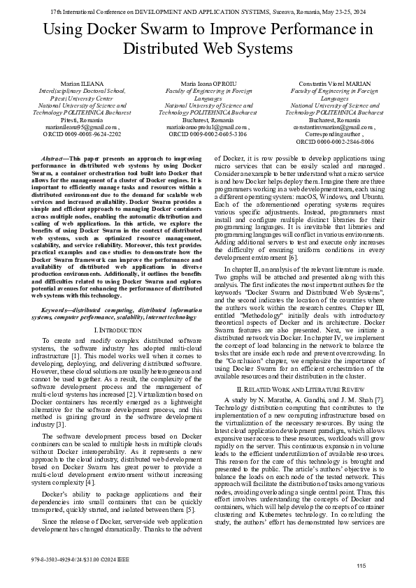 (PDF) Using Docker Swarm to Improve Performance in Distributed Web Systems