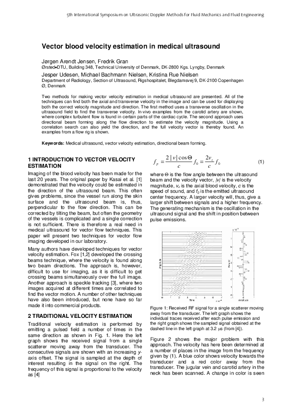 (PDF) Vector blood velocity estimation in medical ultrasound