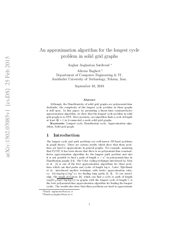 (PDF) An approximation algorithm for the longest cycle problem in solid ...