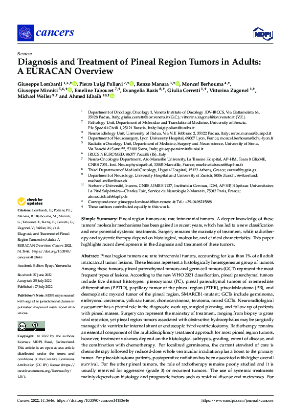 (PDF) Diagnosis and Treatment of Pineal Region Tumors in Adults: A ...