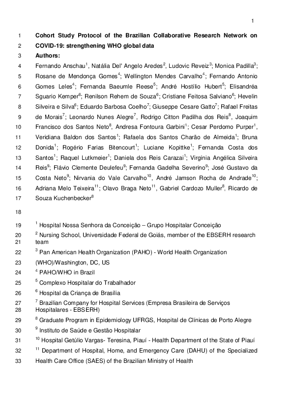 (PDF) Cohort Study Protocol of the Brazilian Collaborative Research ...