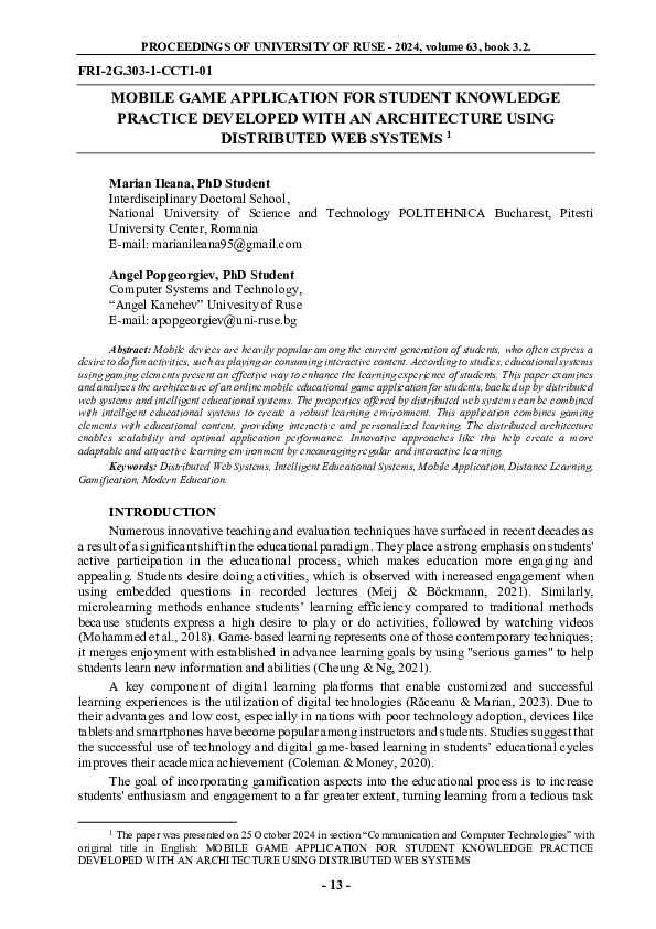 (PDF) Mobile Game Application for Student Knowledge Practice with a ...