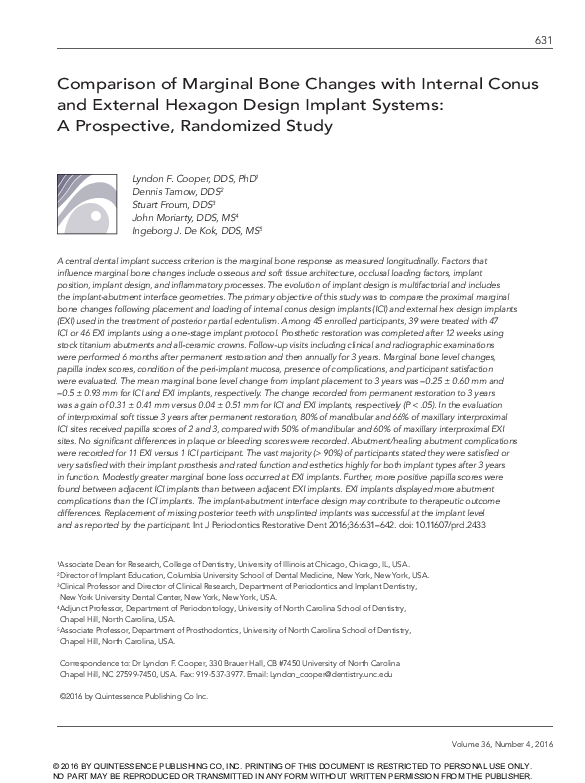 (PDF) Comparison of Marginal Bone Changes with Internal Conus and ...