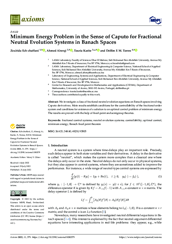 (PDF) Minimum Energy Problem in the Sense of Caputo for Fractional ...