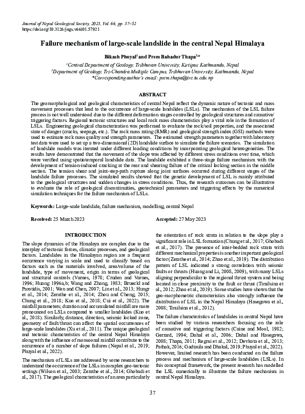 (PDF) Failure mechanism of large-scale landslide in the central Nepal ...