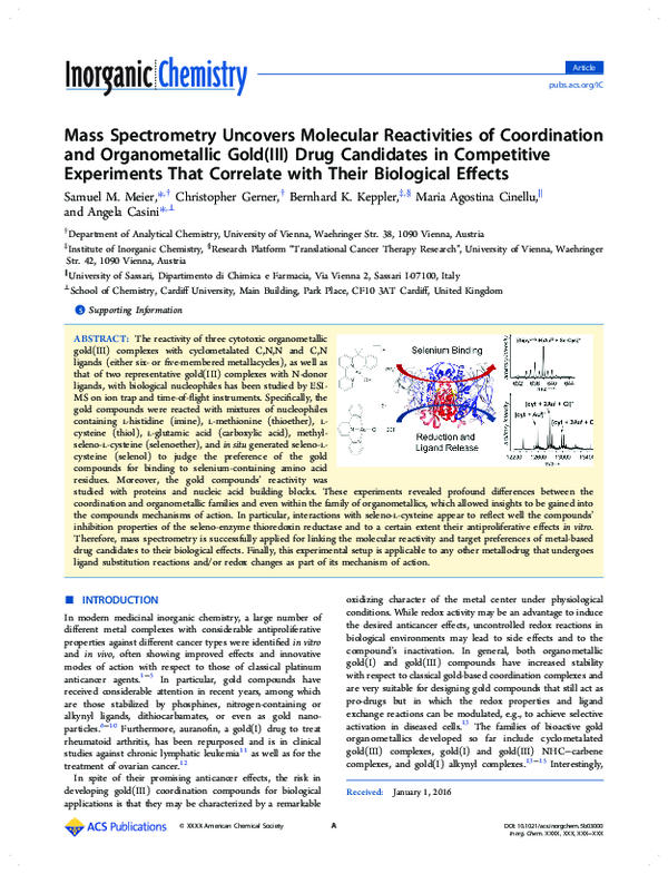 (PDF) Mass Spectrometry Uncovers Molecular Reactivities of Coordination ...