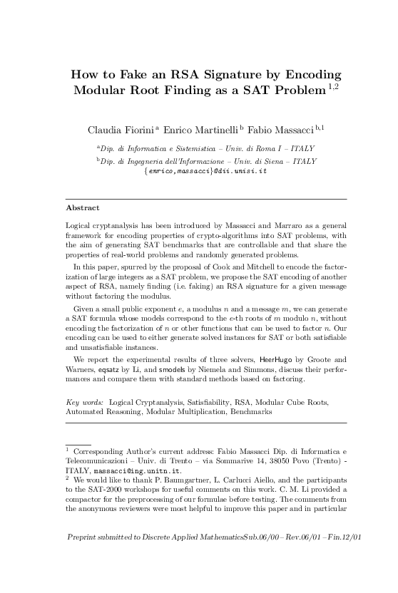 (PDF) How to fake an RSA signature by encoding modular root finding as ...