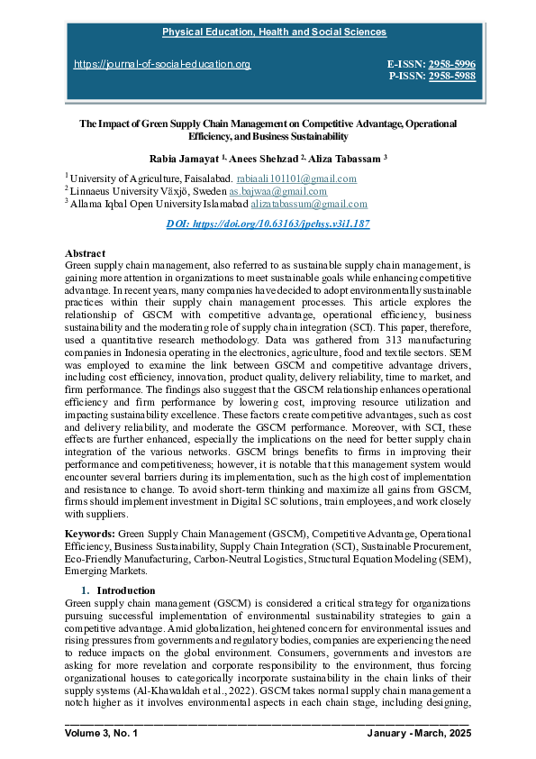 (PDF) The Impact of Green Supply Chain Management on Competitive ...