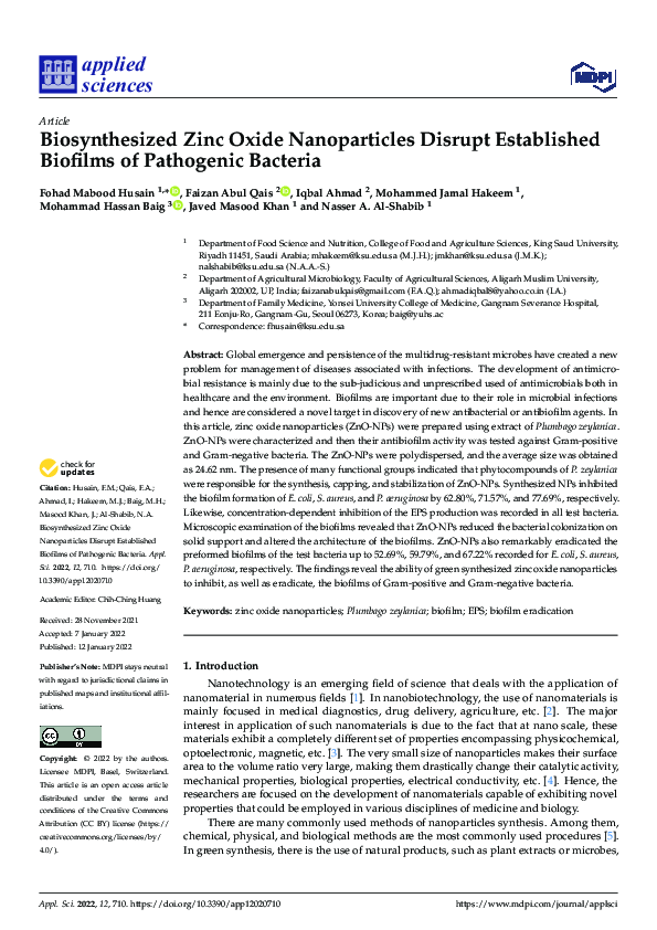 (PDF) Biosynthesized Zinc Oxide Nanoparticles Disrupt Established ...
