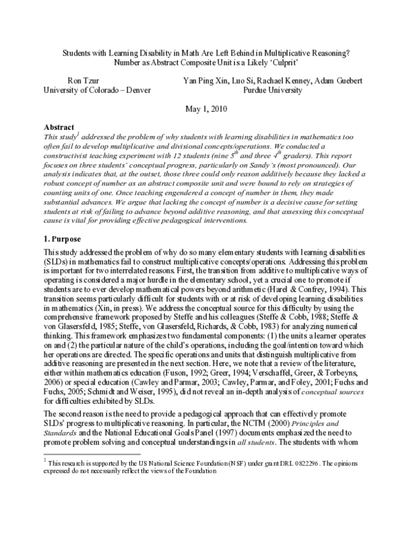 (PDF) Students with Learning Disability in Math Are Left Behind in ...