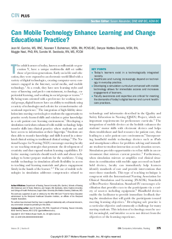 (PDF) Can Mobile Technology Enhance Learning and Change Educational ...