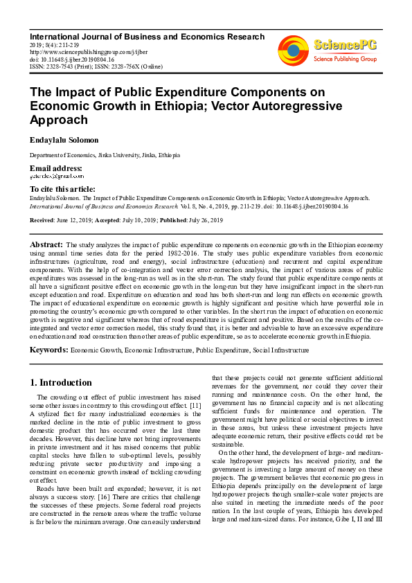 (PDF) The Impact of Public Expenditure Components on Economic Growth in ...