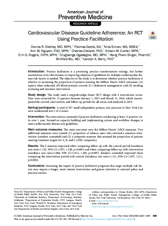 (PDF) Cardiovascular Disease Guideline Adherence: An RCT Using Practice ...