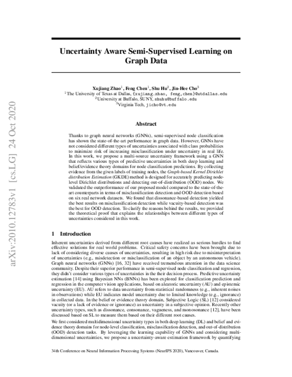 (PDF) Uncertainty Aware Semi-Supervised Learning on Graph Data