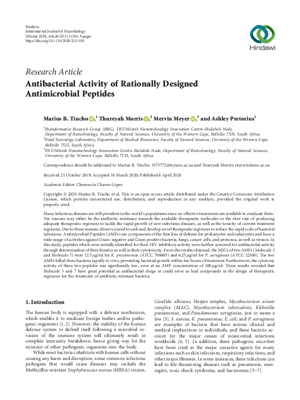 (PDF) Antibacterial Activity of Rationally Designed Antimicrobial Peptides