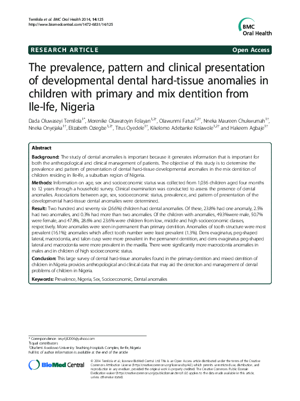 (PDF) The prevalence, pattern and clinical presentation of ...