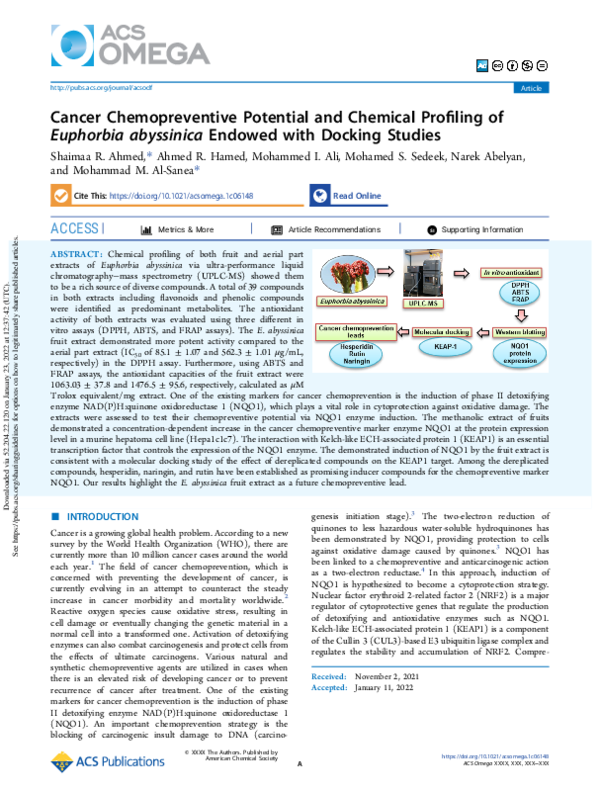 (PDF) Cancer Chemopreventive Potential and Chemical Profiling of ...