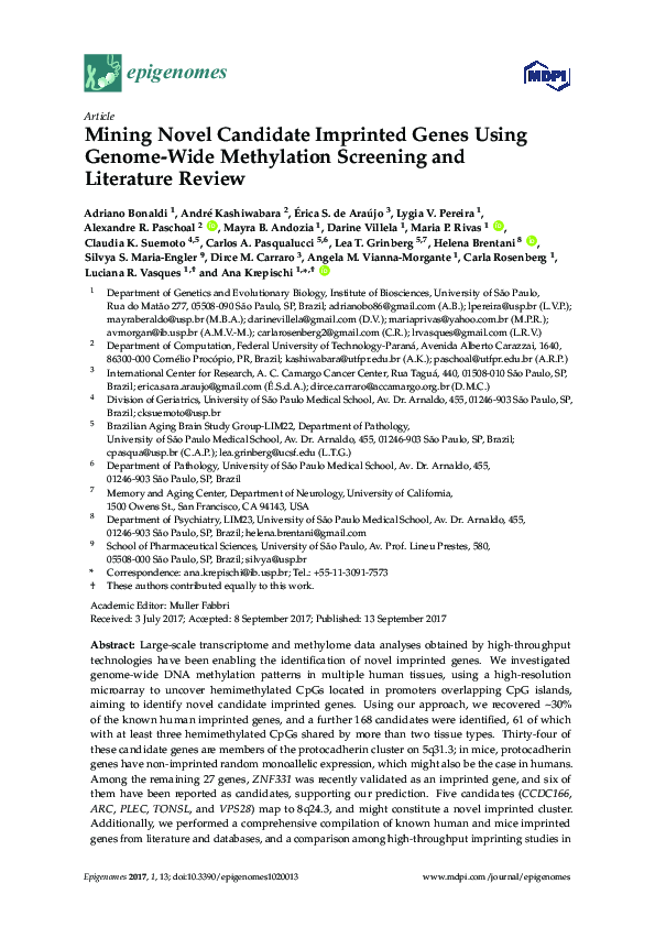 (PDF) Mining Novel Candidate Imprinted Genes Using Genome-Wide ...