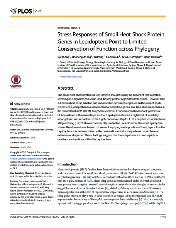 (PDF) Stress Responses of Small Heat Shock Protein Genes in Lepidoptera ...