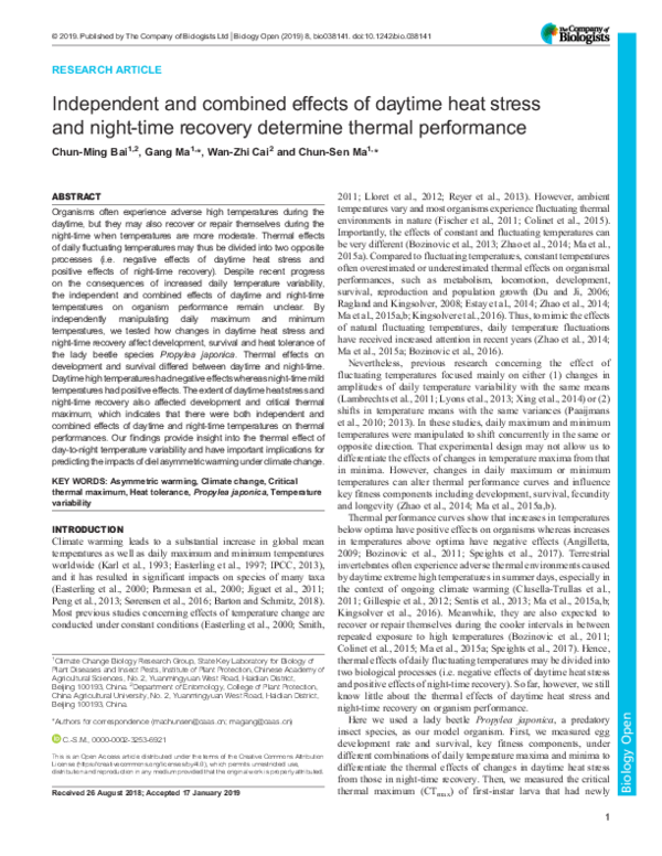 (PDF) Independent and combined effects of daytime heat stress and ...