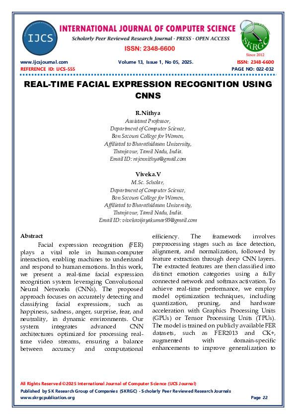 (PDF) REAL-TIME FACIAL EXPRESSION RECOGNITION USING CNNS