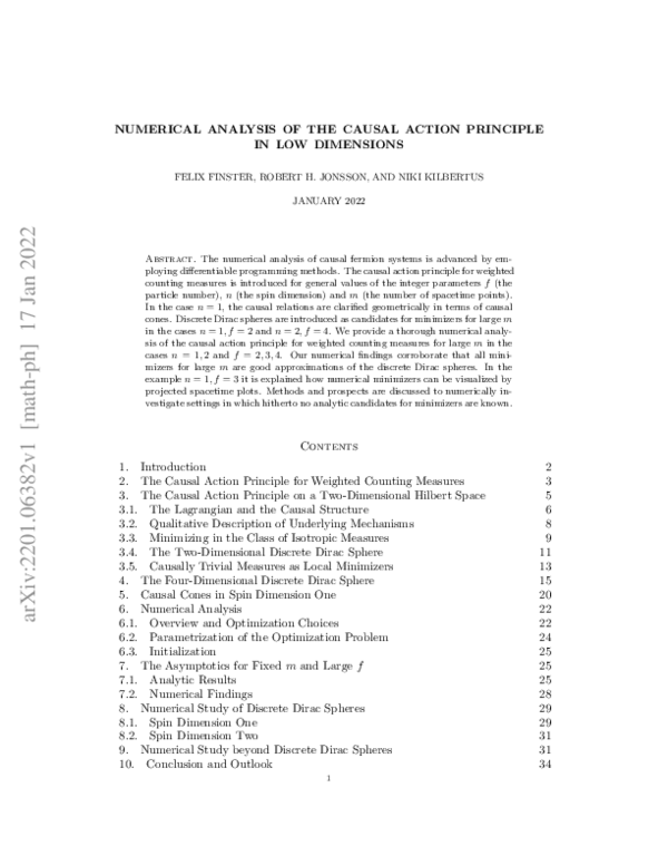 (PDF) Numerical Analysis of the Causal Action Principle in Low Dimensions