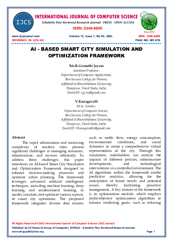 (PDF) AI -BASED SMART CITY SIMULATION AND OPTIMIZATION FRAMEWORK