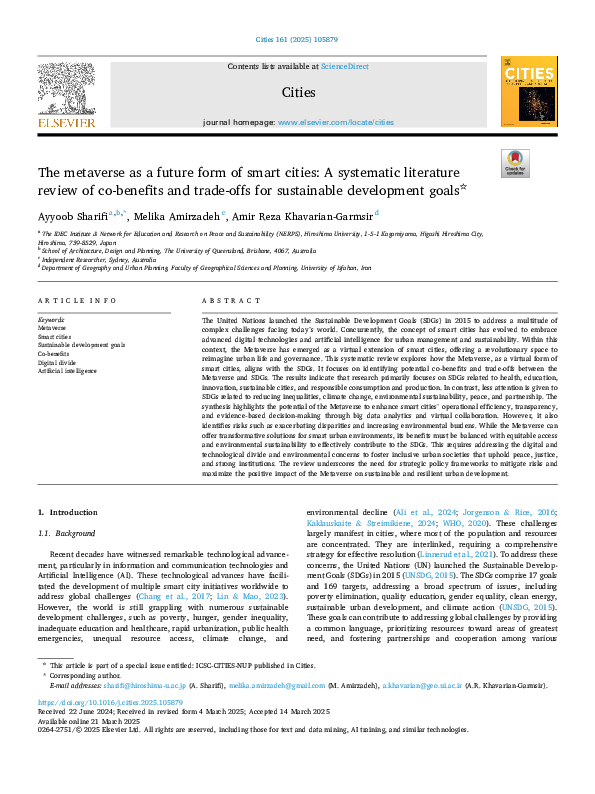 (PDF) The metaverse as a future form of smart cities: A systematic ...