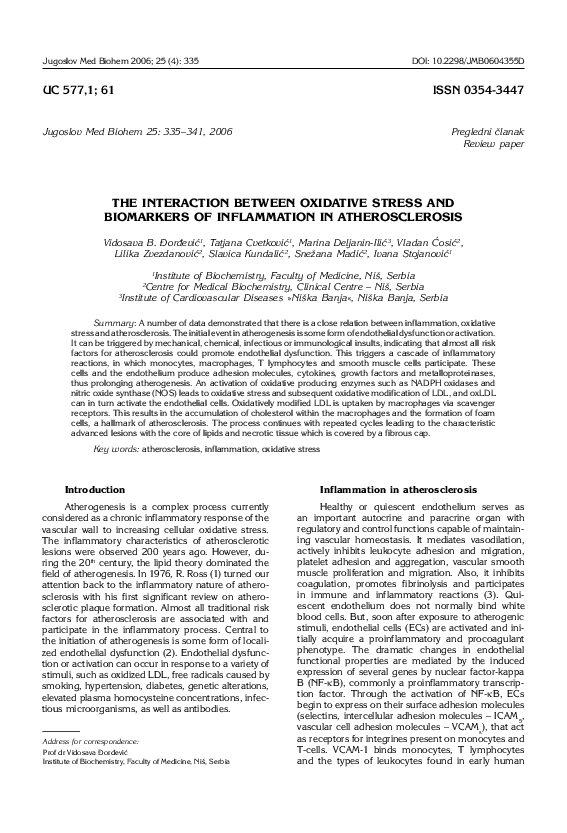 (PDF) The interaction between oxidative stress and biomarkers of ...