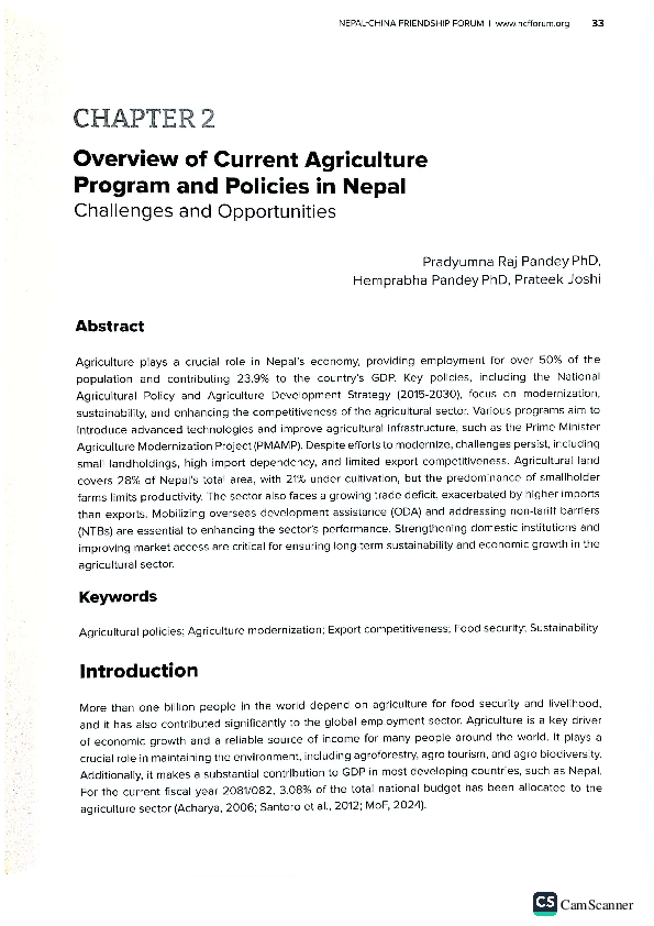 (PDF) Overview of current agriculture program and policies in Nepal ...