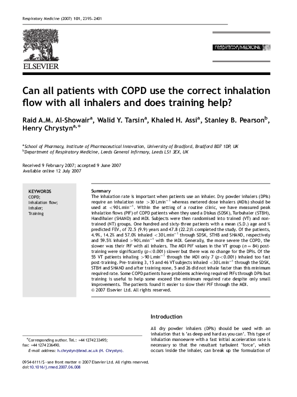 (PDF) Can all patients with COPD use the correct inhalation flow with ...